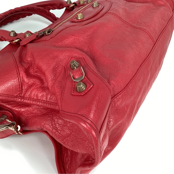 AUTH BALENCIAGA LE CITY MOTORCYCLE BAG RED TAHITIAN ROSE 🌹 AUTHENTICATED✅ - Picture 7 of 16